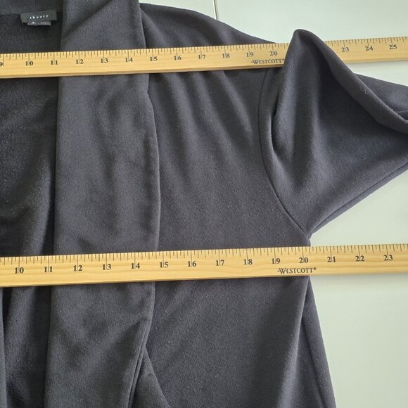Theory Kolma Cardigan Womens S Black LS Cocoon Open Cotton Blend Pockets Capsule - Picture 5 of 16